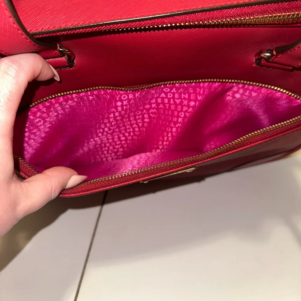 Kate Spade EUC Red Saffiano Leather Bon Voyage Suitcase Topper Travel Bag